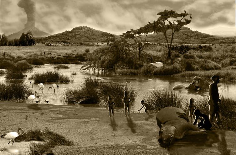 Artistic impression of scene at Melka Kunture.