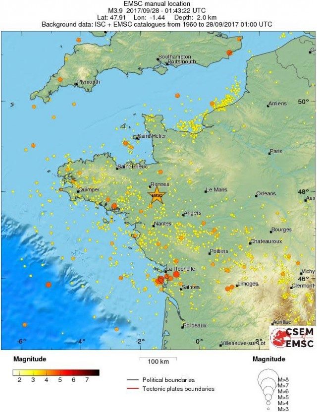 France earthquake map