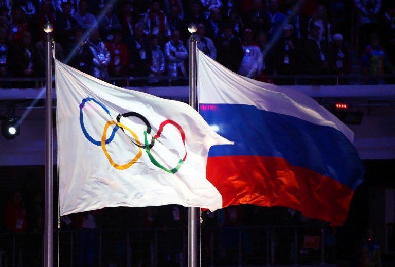 olympic and russian flags