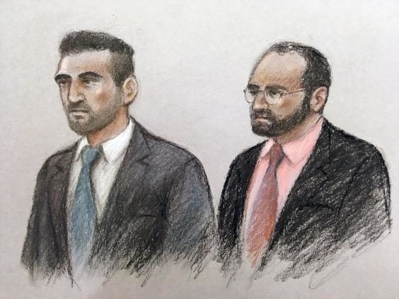 (Court artist sketch of Vincent Tappu (left) and Mujahid Arshid )