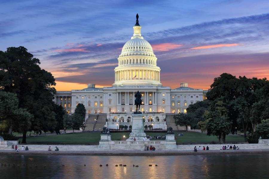 US capitol building evening