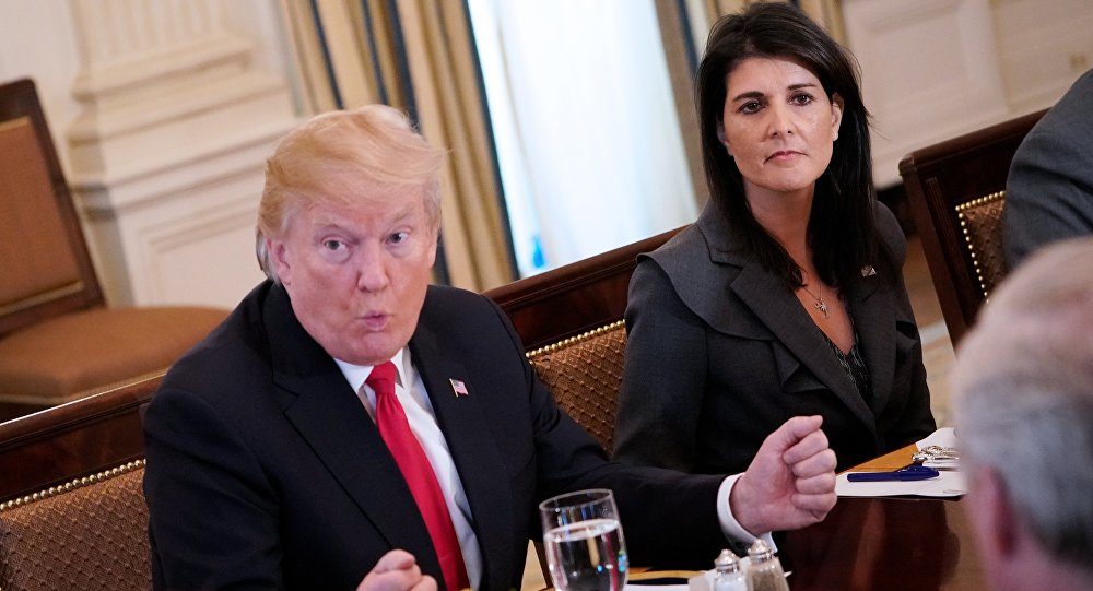 US President Donald Trump and US Ambassador to the UN Nikki Haley