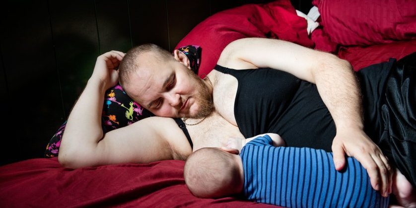 trans man and baby
