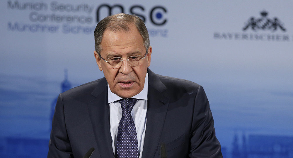 Click to enlarge Russian Foreign Minister Sergei Lavrov talks at the Munich Security Conference in Munich, Germany, February 17, 2018