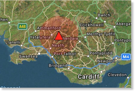 EPICENTRE: The quake struck eight miles from Swansea city centre