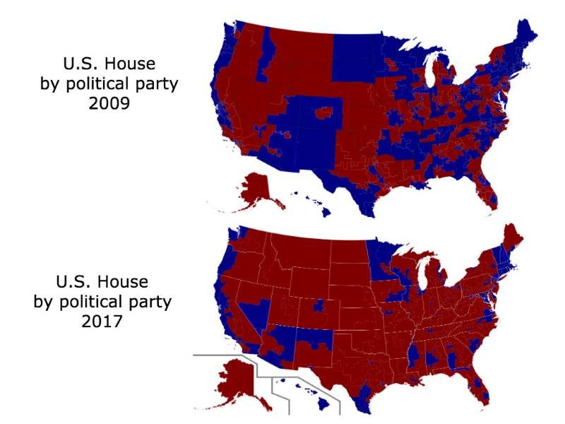 Political party distribution US house
