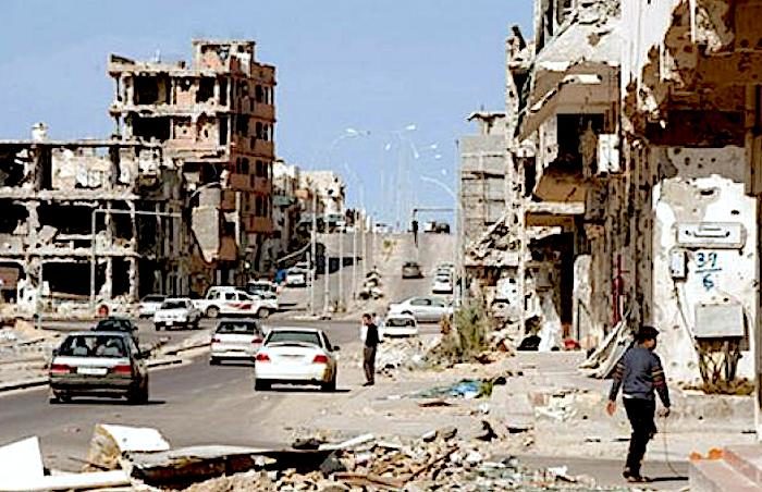 bombed out city Libya