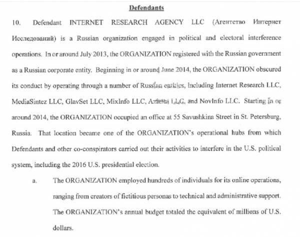 Mueller indictment Russia trolls Internet Research Agency
