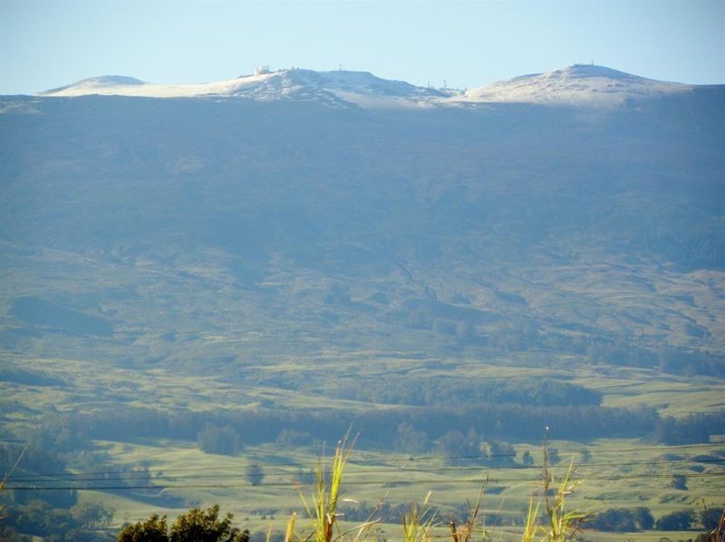 This photo shows snow atop Haleakala on Monday morning