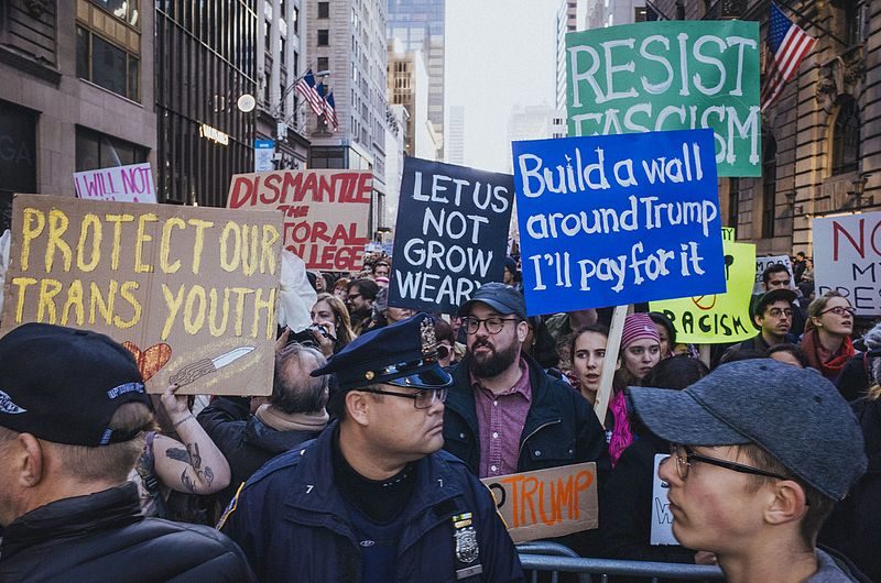 anti-Trump rally march