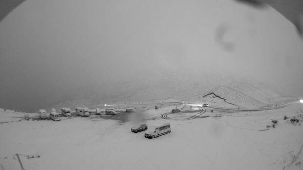 It snowed on the Crown Ranges Road overnight.