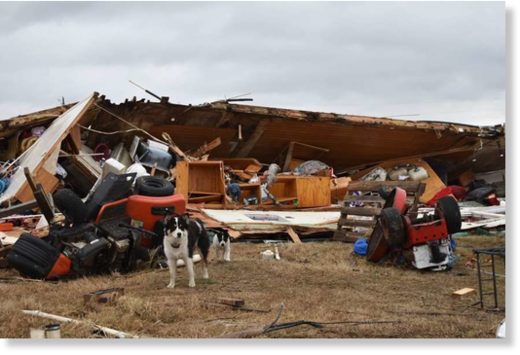 Click to enlarge A mobile home is seen destroyed after a tornado struck an area outside Joshua, about 20 miles (32 kilometers) south of Fort Worth, Texas, Tuesday, Feb. 20, 2018.