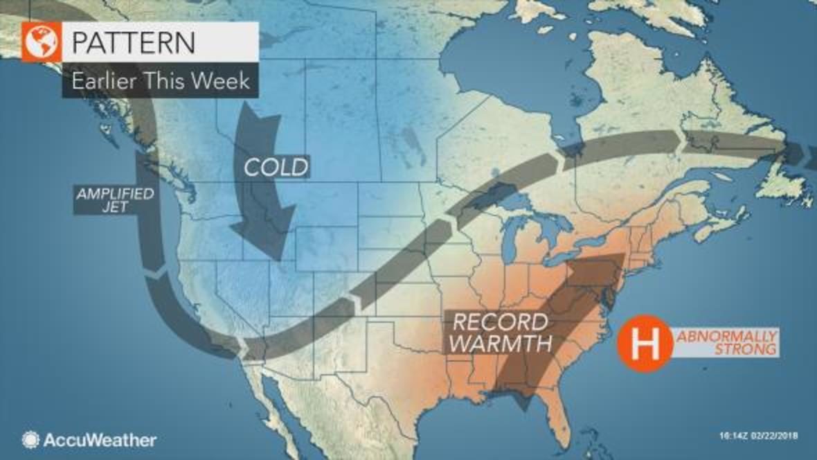 unusual warm and cold us feb 2018