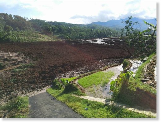 Landslide in Pasir Panjang, Brebes Regency, Indonesia, February 2018.