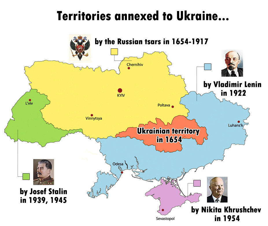 Map of territories annexed to Ukraine