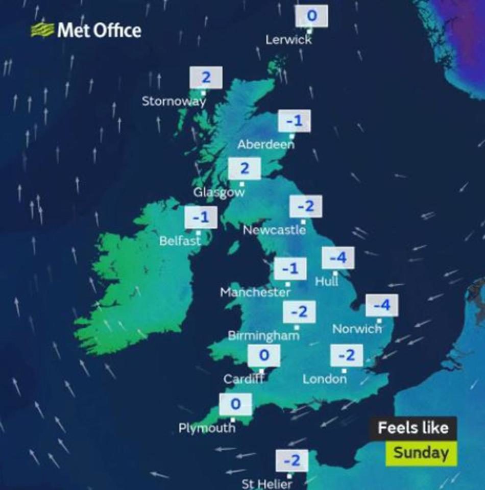 uk cold blast arctic feb 2018