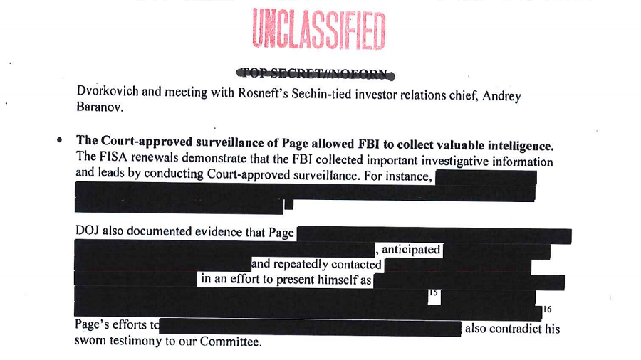 democrate redacted memo FIsa