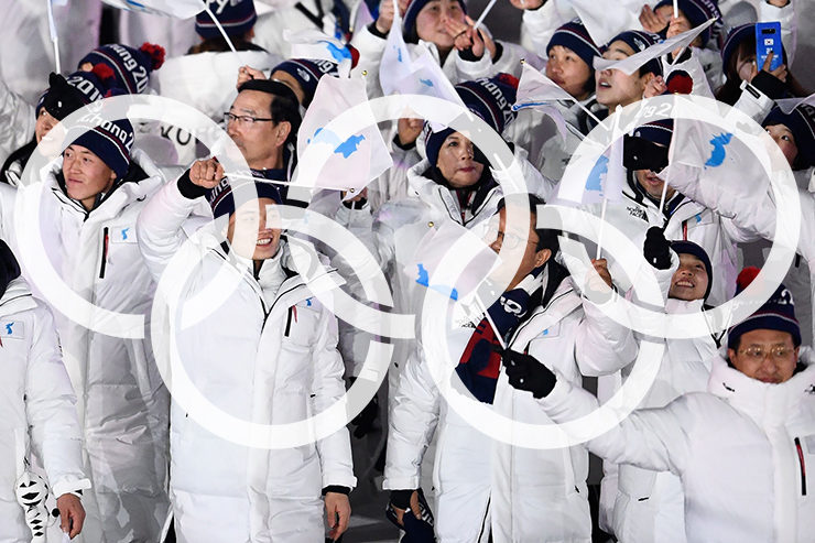 North and South Korean Olympic delegations