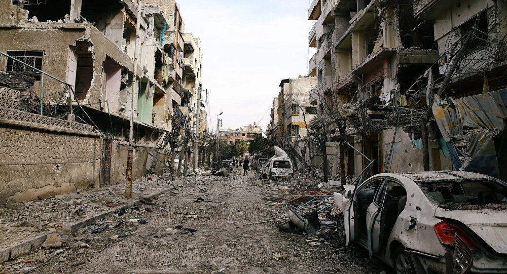 Click to enlarge Damaged buildings