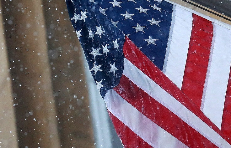 US American flag snow
