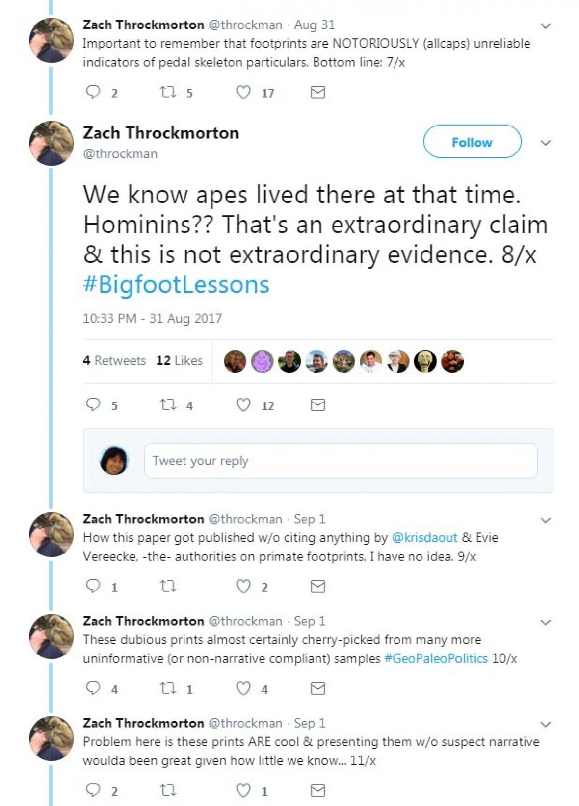 Zack Throckmorton post on Trachilos footprints
