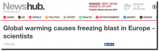 Geniuses in the scientific community and press immediately blamed the cold weather on an overheated atmosphere.