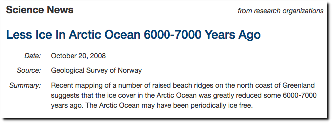 Less Ice In Arctic Ocean 6000-7000 Years Ago - ScienceDaily