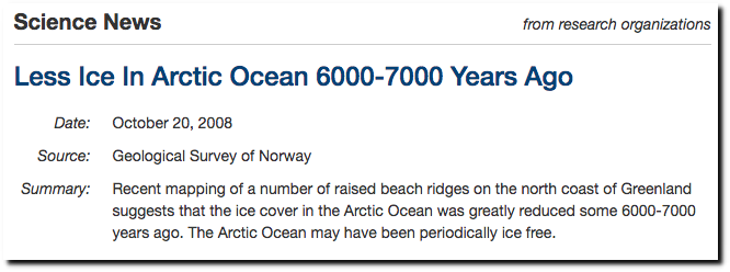 Click to enlarge Less Ice In Arctic Ocean 6000-7000 Years Ago - ScienceDaily