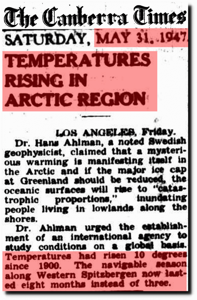 31 May 1947 - TEMPERATURES RISING IN ARCTIC REGION
