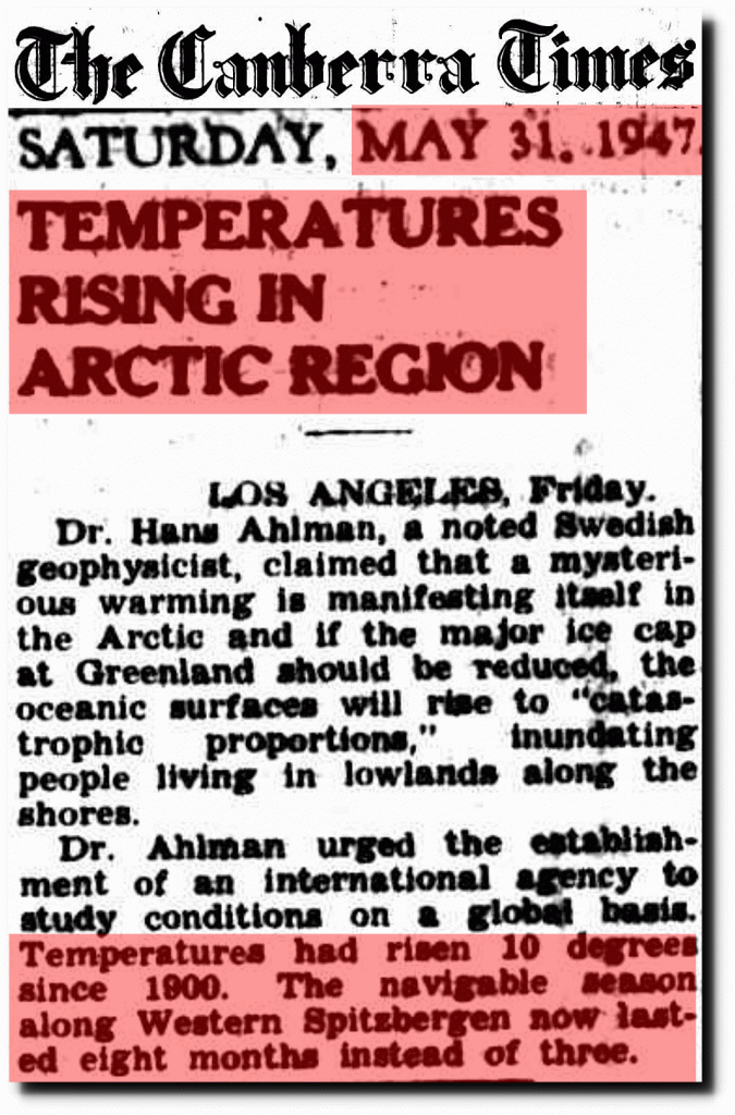 Click to enlarge 31 May 1947 - TEMPERATURES RISING IN ARCTIC REGION