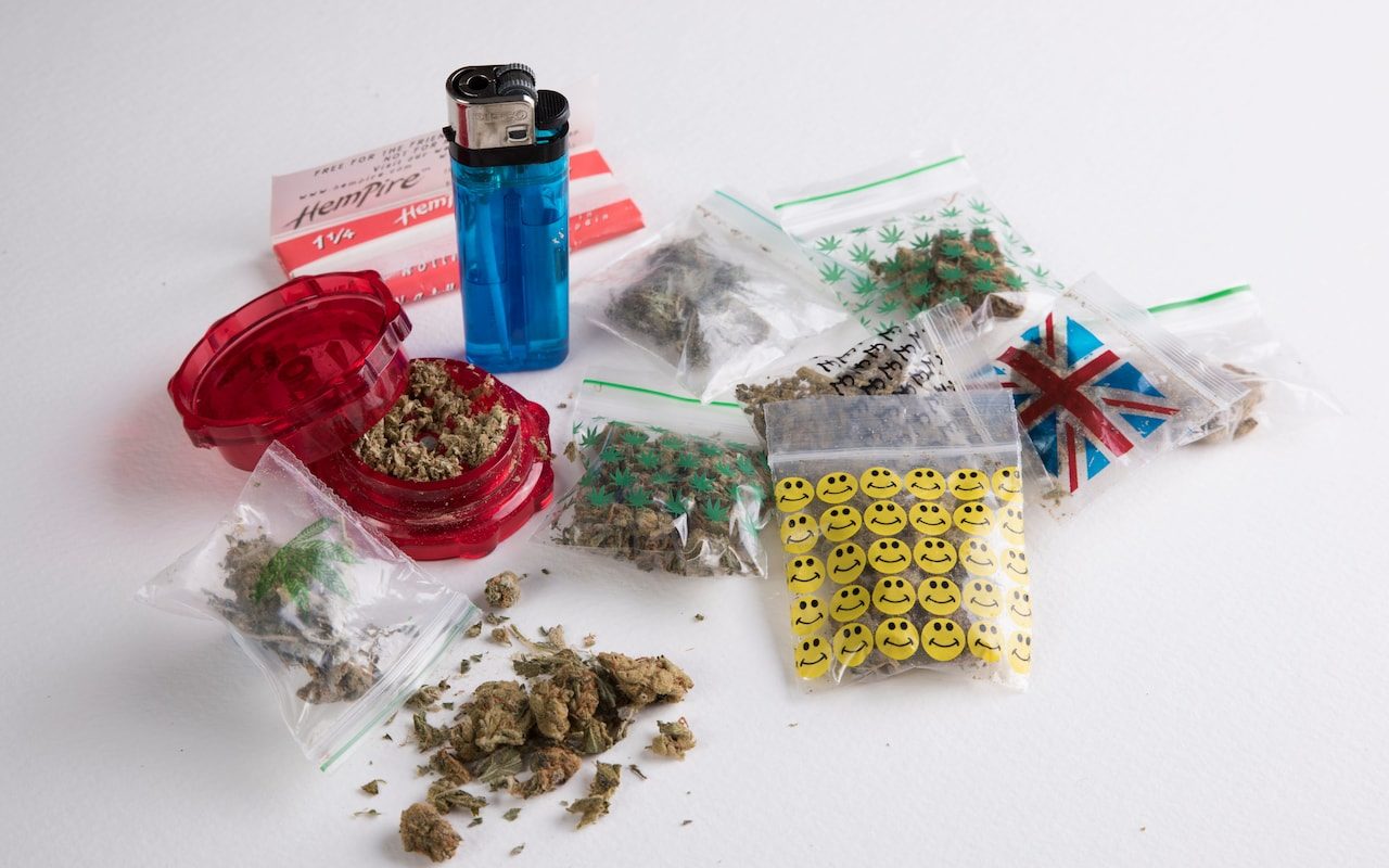 A selection of skunk seized by British police forces in 2016