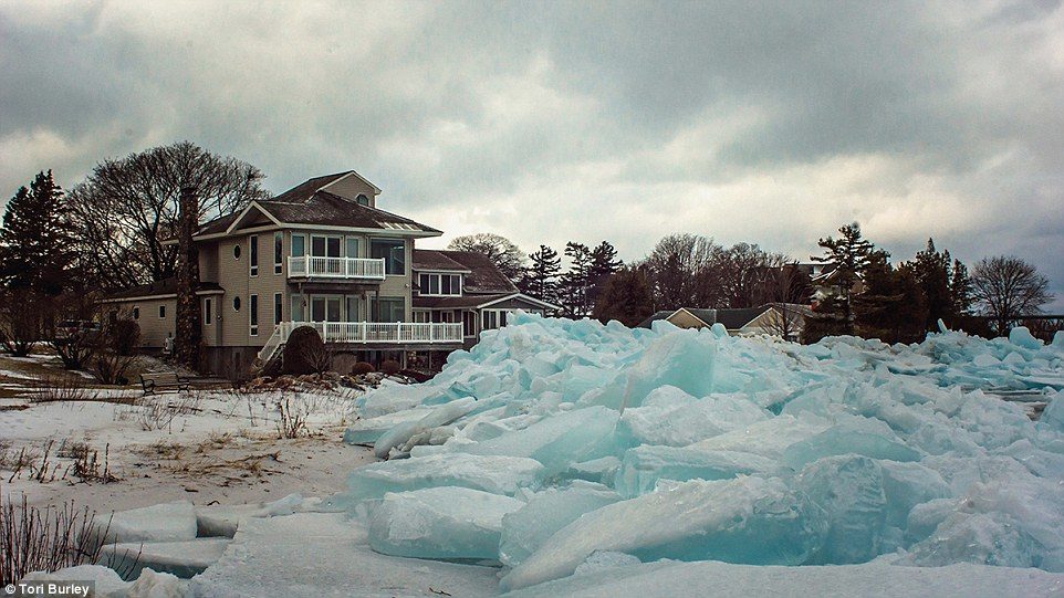 Jeff Caverly, a photographer from Essexville, said two years ago he and his brother were on the way to Tahquamenon Falls and were at a loss for words when they saw the blue ice under the Mackinac Bridge in the afternoon light.