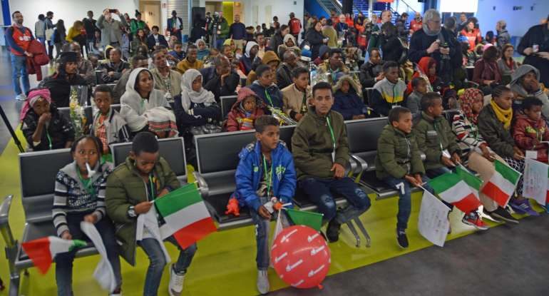refugees airport Rome