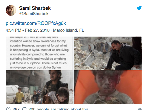 Click to enlarge Sami Sharbek Twitter account