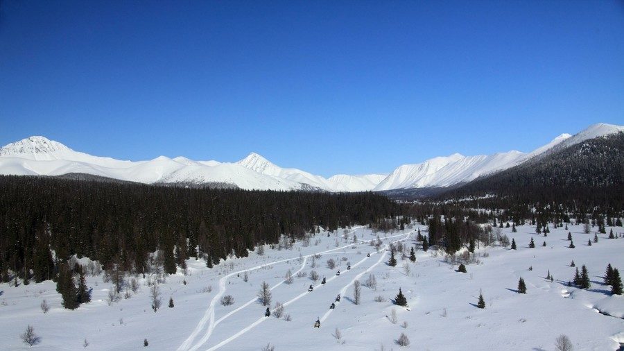 A group of tourists conducts an expedition to the Ural Mountains