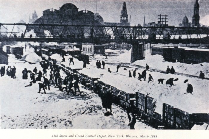 Blizzard of 1888, 45th Street and Grand Central Depot, New York, NY.  March 12, 1888.