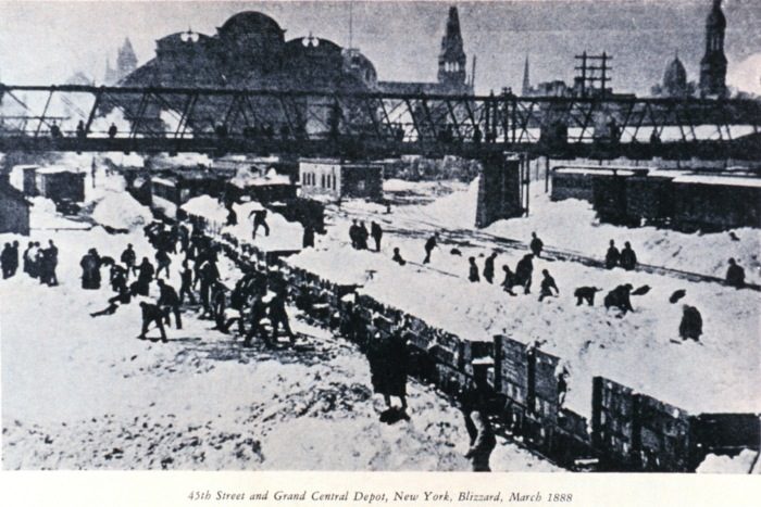 Click to enlarge Blizzard of 1888, 45th Street and Grand Central Depot, New York, NY. March 12, 1888.