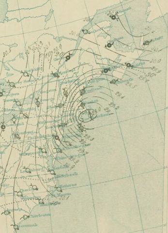 Click to enlarge Surface analysis of Blizzard on March 12, 1888 at 10 p.m.