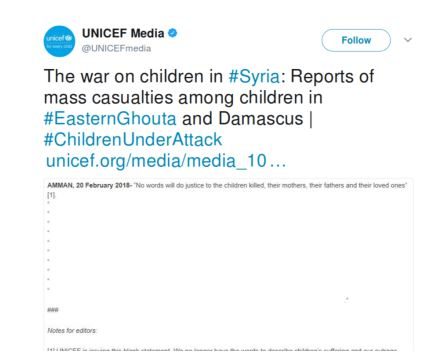 UNICEF tweet