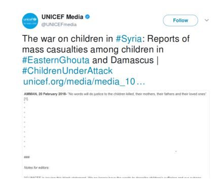 Click to enlarge UNICEF tweet