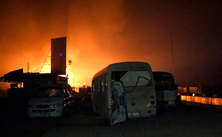 Click to enlarge Convoy to Afrin in flames