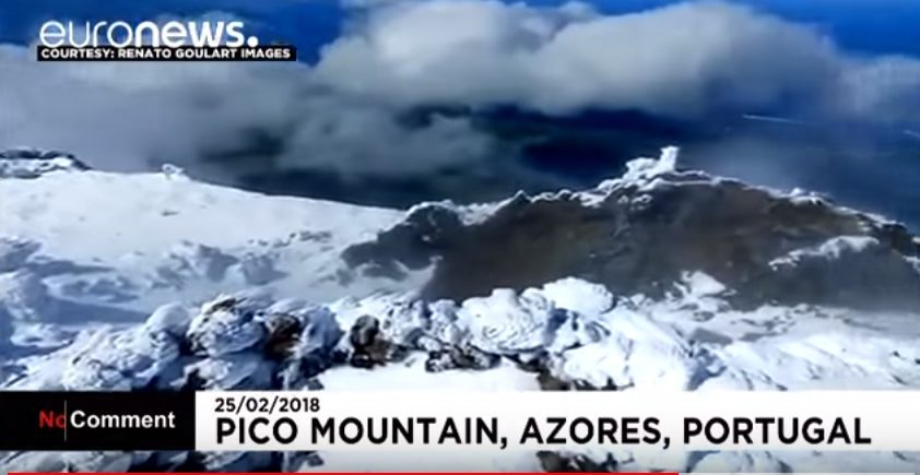 snow on Pico mountain, Azores