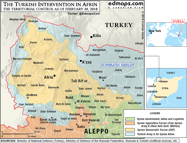 Turkish intervention in Afrin map