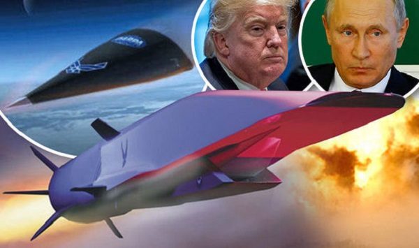 Trump and Putin with hypersonic weapons graphic