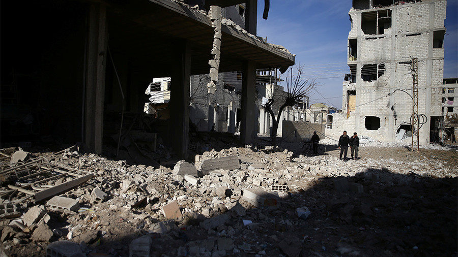 damages in Misraba, Eastern Ghouta, near Damascus.