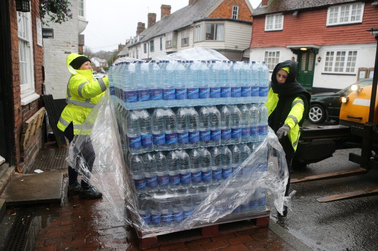 Click to enlarge Lots of bottled water was needed in Crowborough
