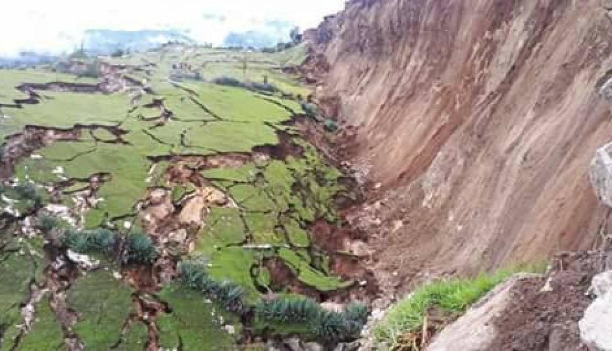 Monster cracks appear in the ground after landslide and heavy rains