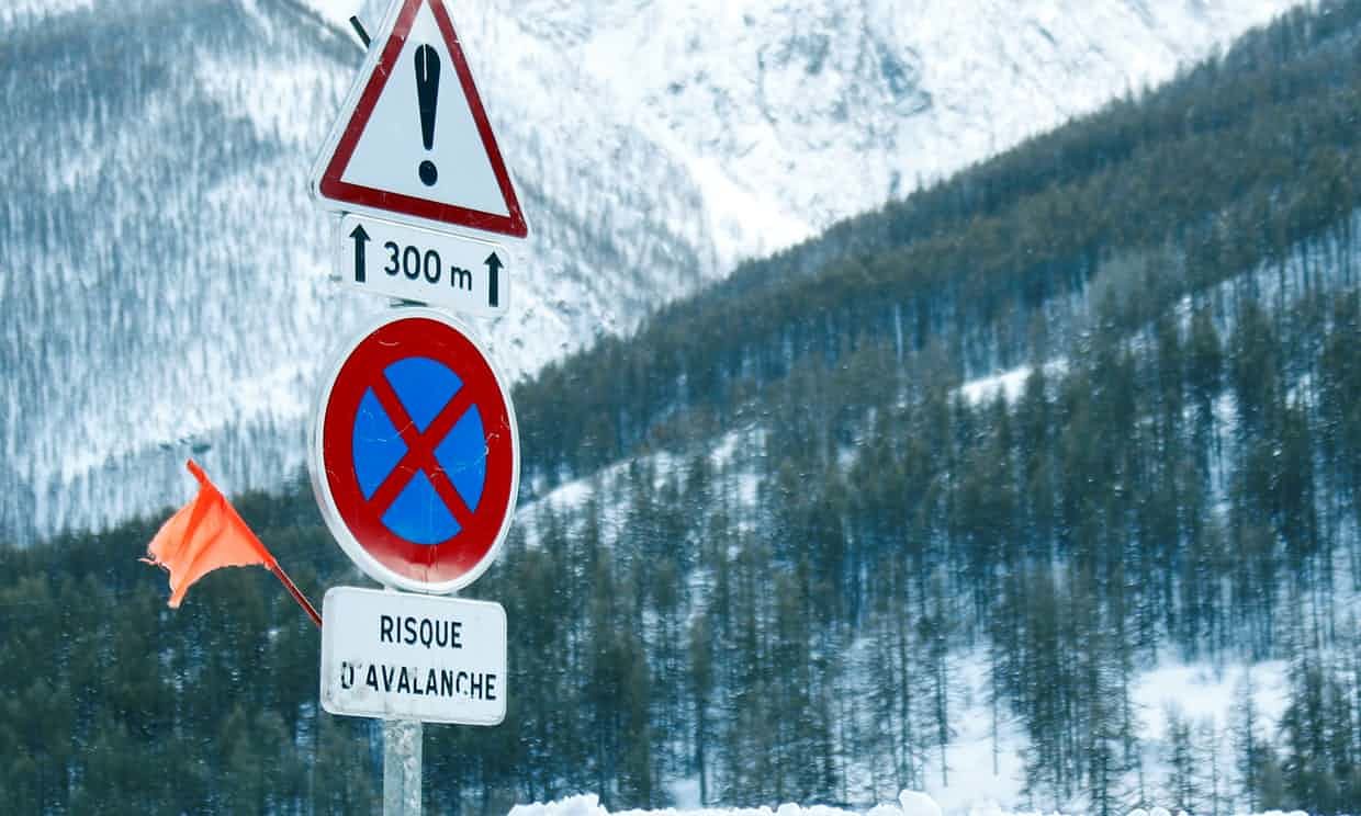 Click to enlarge A sign in the Savoie region, France, warns of the avalanche risk.
