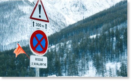 A sign in the Savoie region, France, warns of the avalanche risk.