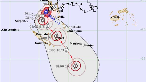 Tropical Cyclone Hola's position and expected track, issued by RSMC Nadi Tropical Cyclone Warning Centre about 8.30am Thursday. Times are UTC, which is 13 hours behind NZ daylight time.